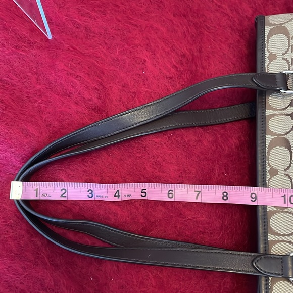 COACH SIGNATURE BROWN CANVAS AND BROWN LEATHER TRIM CITY TOP ZIP TOTE HANDBAG - Picture 16 of 16